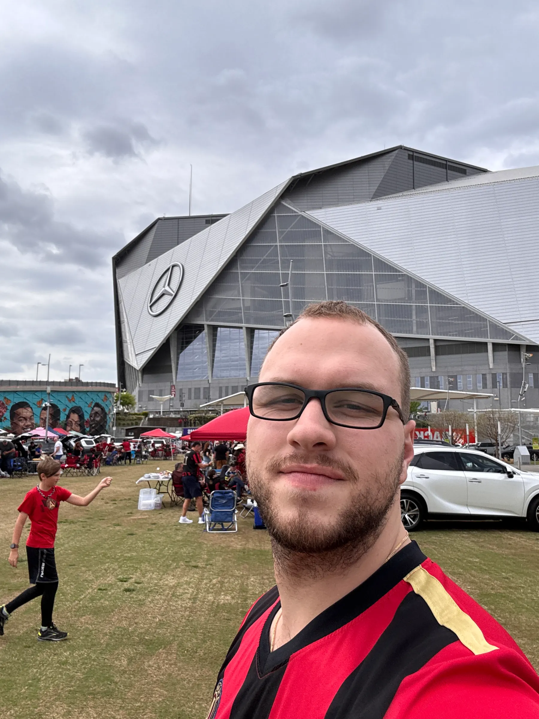 Tyler Henn at an Atlanta United tailgate outside Mercedes-Benz Stadium in Atlanta